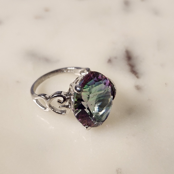 NEW 925 Sterling Silver Mystic Topaz Lab Created Ring Sz 7 - Picture 3 of 8